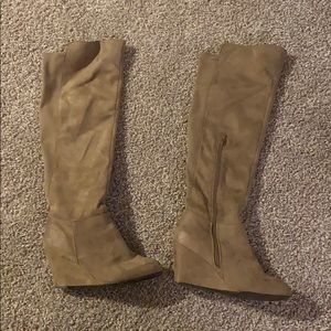 Tan knee high boots